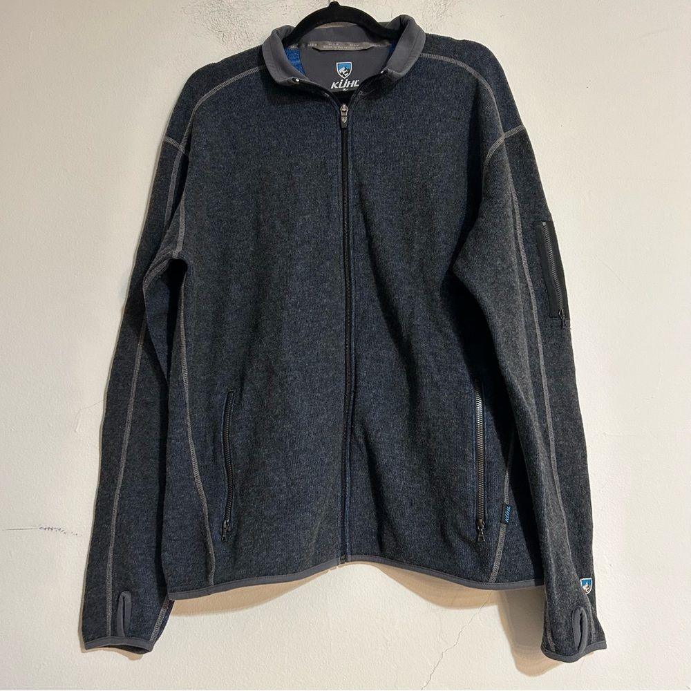 Kuhl Sabr Full Zip Wool Blend Chianti Fleece Jacket Blue Sze XL Outdoor Gorpcore
